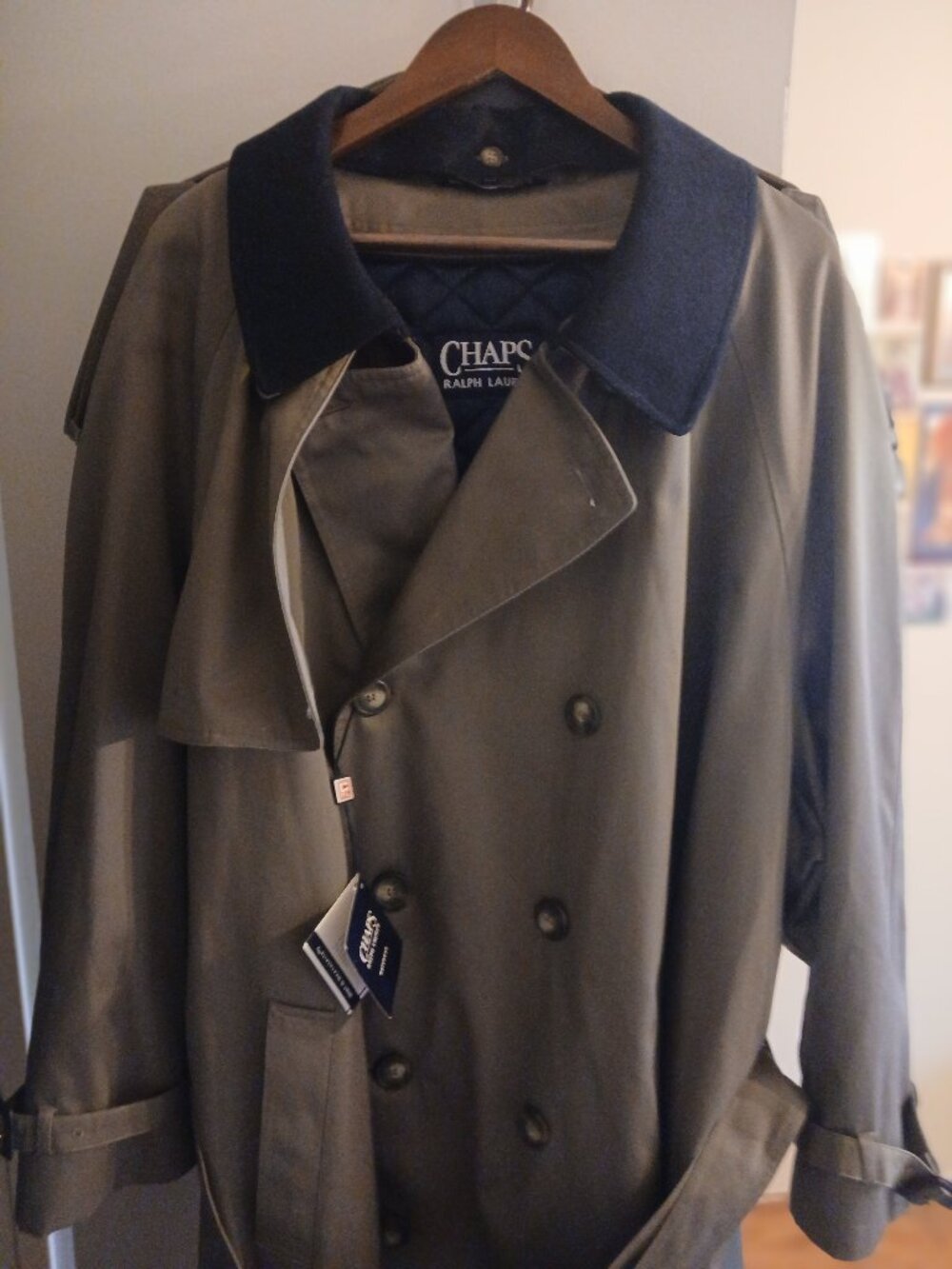 Chaps Ralph Lauren Weatherite Men's Rainwear 56R Quilted Cotton Blend Trench